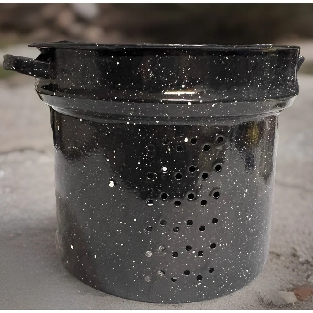 Enamelware Stock‎ Pot w/ Lid, Steamer Insert & Pan